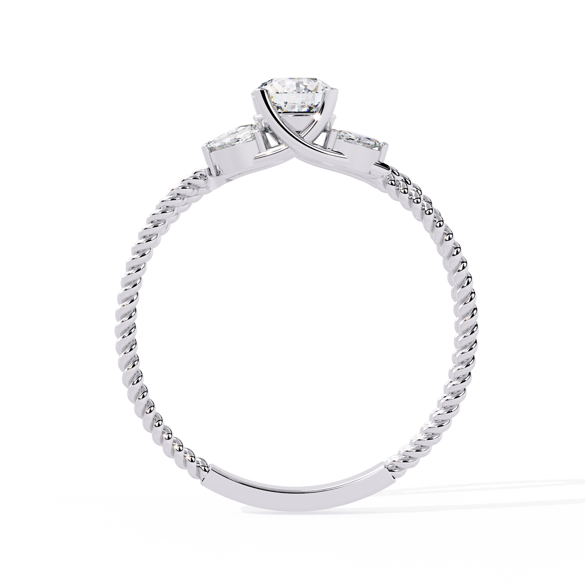 Solitairekart-0.44 CT Lab Grown Diamond Twisted Band Engagement Ring in 14K Gold